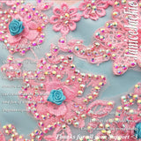 (#315) Off shoulder flat glitz national pageant dress. (seafoam blue pink) (*NO Scarf) (*NO Necklace)