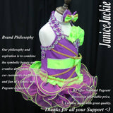 (#317) Halter flat glitz pageant dress. (purple , neon green) (*without necklace) (Top: available / Skirt: 2 weeks production)