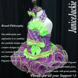 (#317) Halter flat glitz pageant dress. (purple , neon green) (*without necklace) (Top: available / Skirt: 2 weeks production)