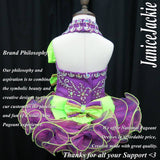 (#317) Halter flat glitz pageant dress. (purple , neon green) (*without necklace) (Top: available / Skirt: 2 weeks production)
