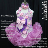 (#319) Halter flat glitz pageant dress. (purple pink) (without necklace) (without Detachable sleeve)