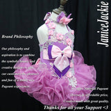 (#319) Halter flat glitz pageant dress. (purple pink) (without necklace) (without Detachable sleeve)