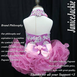 (#319) Halter flat glitz pageant dress. (purple pink) (without necklace) (without Detachable sleeve)