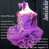 (#320) Off shoulder flat glitz pageant dress. (purple) (without detachable scarf & necklace)
