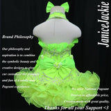 (#326) Halter flare glitz national pageant dress. (neon green) (without necklace)