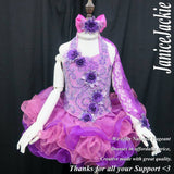 (#346) Halter flat glitz pageant dress. (purple) (NO necklace & sleeve)