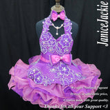 (#351) MADE TO ORDER / Halter flared (High Glitz) national pageant dress. (2tone purple) / 2 ~ 3 weeks production