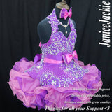 (#351) MADE TO ORDER / Halter flared (High Glitz) national pageant dress. (2tone purple) / 2 ~ 3 weeks production