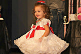 (#293) Princess sleeves lace glitz baby doll dress. (white red) / 2~3 weeks production (*without necklace)