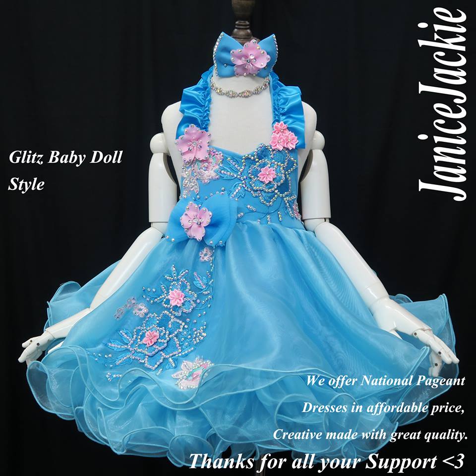 GBD-003) Halter glitz baby doll dress. (blue pink) / 2~3 weeks produ janicejackie GBD-003) Halter glitz baby doll dress. (blue pink) / 2~3 weeks produ janicejackie