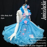 (#GBD-003) Halter glitz baby doll dress. (blue pink) / 2~3 weeks production