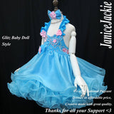 (#GBD-003) Halter glitz baby doll dress. (blue pink) / 2~3 weeks production