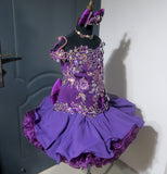 (#1301) Off shoulder flat glitz national pageant dress. (purple) /3 ~ 4 weeks production (*Without necklace) ONE OF A KIND DESIGN DRESS