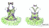(DRESS EXAMPLE) Halter flared mega glitz national pageant dress. (lime green with lavender) (item: OnlyOne-031) not include necklace