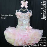 (DRESS EXAMPLE) Straps flat glitz national pageant dress. (champaigne & sofa pink) (item: OnlyOne-026) not include necklace