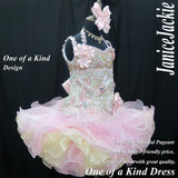 (DRESS EXAMPLE) Straps flat glitz national pageant dress. (champaigne & sofa pink) (item: OnlyOne-026) not include necklace