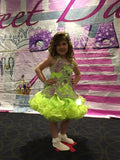 (DRESS EXAMPLE) Halter flared mega glitz national pageant dress. (lime green with lavender) (item: OnlyOne-031) not include necklace