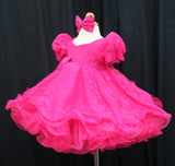 Princess sleeves lace baby doll plain dress. (berry) (item: PSBLPNBY0001)