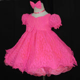 Princess sleeves lace baby doll plain dress. (neon pink) (item: PSBLPNNK0001)