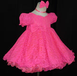 Princess sleeves lace baby doll plain dress. (neon pink) (item: PSBLPNNK0001)
