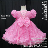 (PRE - ORDER) Princess sleeves lace baby doll plain dress. (pink) (item: PSBLPNPK0001)