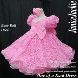 (PRE - ORDER) Princess sleeves lace baby doll plain dress. (pink) (item: PSBLPNPK0001)