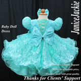 (PRE - ORDER) Princess sleeves lace baby doll plain dress. (seafoam green) (item: PSBLPNSN0001)
