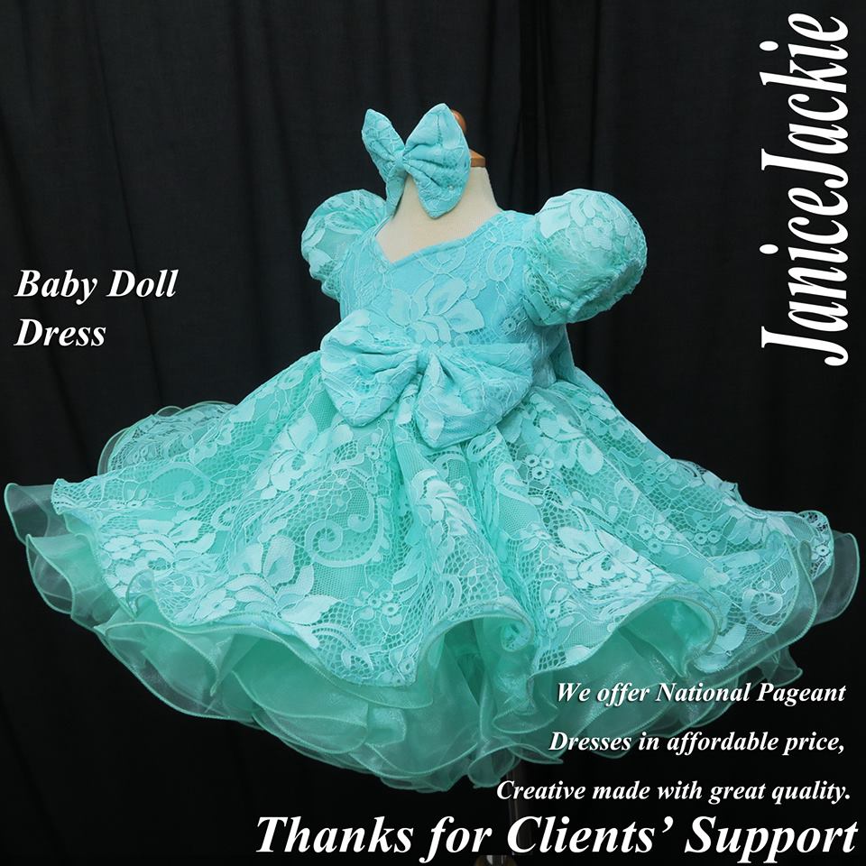 PRE - ORDER) Princess sleeves lace baby doll plain dress. (seafoam gr janicejackie PRE - ORDER) Princess sleeves lace baby doll plain dress. (seafoam gr janicejackie