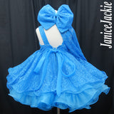 (PRE - ORDER) Halter lace baby doll plain shell (blue) (item: HRBLPNBE0002B)  with detachable sleeve