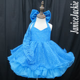 (PRE - ORDER) Halter lace baby doll plain shell (blue) (item: HRBLPNBE0002B)  with detachable sleeve
