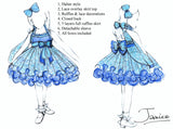 (Made to order) decorated natural halter lace baby doll dress (blue) (item: 1013)  with detachable double sleeves