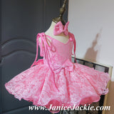 (Made to order) One piece style natural  straps lace cupcake pageant dress (pink) (item: 1014)