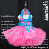 (#NDB-008) Natural decorated halter baby doll shell (flamingo pink + turq blue) / 2 weeks production