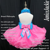 (#NDB-008) Natural decorated halter baby doll shell (flamingo pink + turq blue) / 2 weeks production