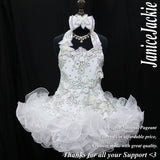 (DRESS EXAMPLE) Halter flared mega glitz national pageant dress. (white) (item: OnlyOne-003) not include necklace