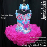 (DRESS EXAMPLE) Straps flat glitz national pageant dress. (white fuschia blue) (item: OnlyOne-005) not include necklace