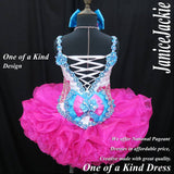 (DRESS EXAMPLE) Straps flat glitz national pageant dress. (white fuschia blue) (item: OnlyOne-005) not include necklace