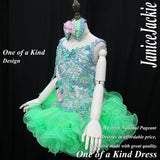 (DRESS EXAMPLE) Straps flat glitz national pageant dress. (white green pink) (item: OnlyOne-006) not include necklace
