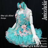 (DRESS EXAMPLE) Halter flared mega glitz national pageant dress. (green peach) (item: OnlyOne-008) not include necklace