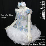 (DRESS EXAMPLE) Off shoulder flat glitz national pageant dress. (white ice blue) (item: OnlyOne-009) not include necklace