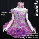 (DRESS EXAMPLE) Off shoulder flat glitz national pageant dress. (2tone purple) (item: OnlyOne-012) not include necklace