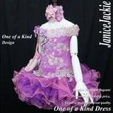(DRESS EXAMPLE) Off shoulder flat glitz national pageant dress. (2tone purple) (item: OnlyOne-012) not include necklace