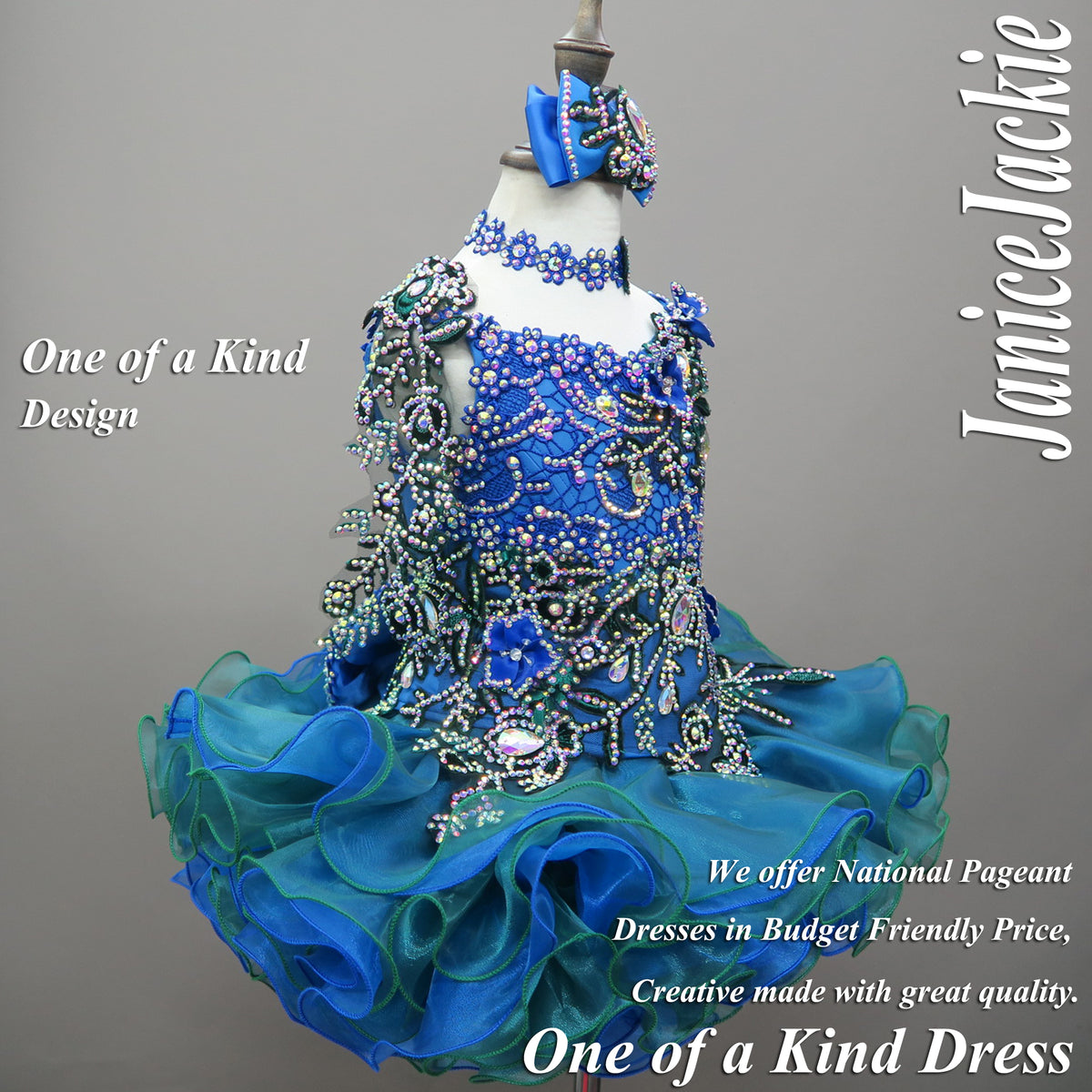DRESS EXAMPLE Straps flat glitz national pageant dress. emerald gre janicejackie