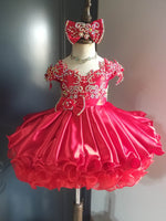 (#1185) Off shoulder style glitz babydoll dress (Red) / 3~4 weeks production (no necklace)