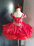 (#1185) Off shoulder style glitz babydoll dress (Red) / 3~4 weeks production (no necklace)