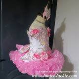 (#1340) Off shoulder flat style high glitz national pageant dress. (light pink) / 3 ~ 4 weeks production (no necklace).