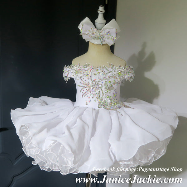 (#1341) Drop waist one piece high glitz babydoll dress (white) / 3 ~ 4 weeks production (no necklace).