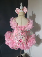 (#1347) Off shoulder flared straps style glitz national pageant dress. (pink) / 3 ~ 4 weeks production (*Without necklace)ONE OF A KIND DESIGN DRESS