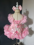 (#1347) Off shoulder flared straps style glitz national pageant dress. (pink) / 3 ~ 4 weeks production (*Without necklace)ONE OF A KIND DESIGN DRESS