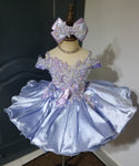 (#1501) Off shoulder straps baby doll glitz pageant dress (lavender) / 4~6 weeks production/no necklace
